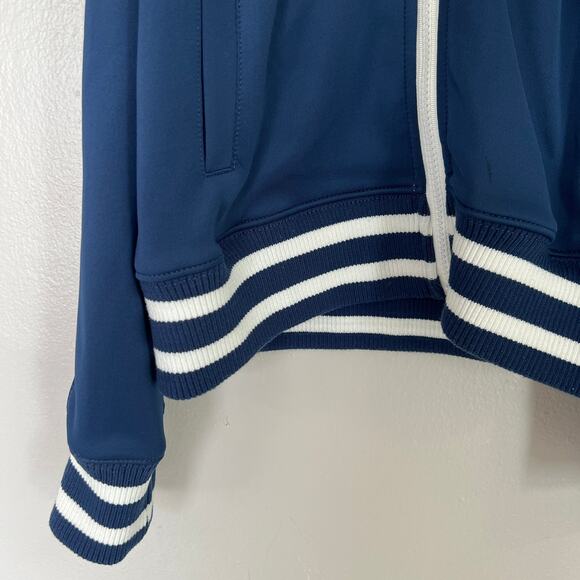 Pam & Gela Track Jacket Lightweight Zip Up Cold Shoulder Blue White Women's Sz S - Picture 6 of 10